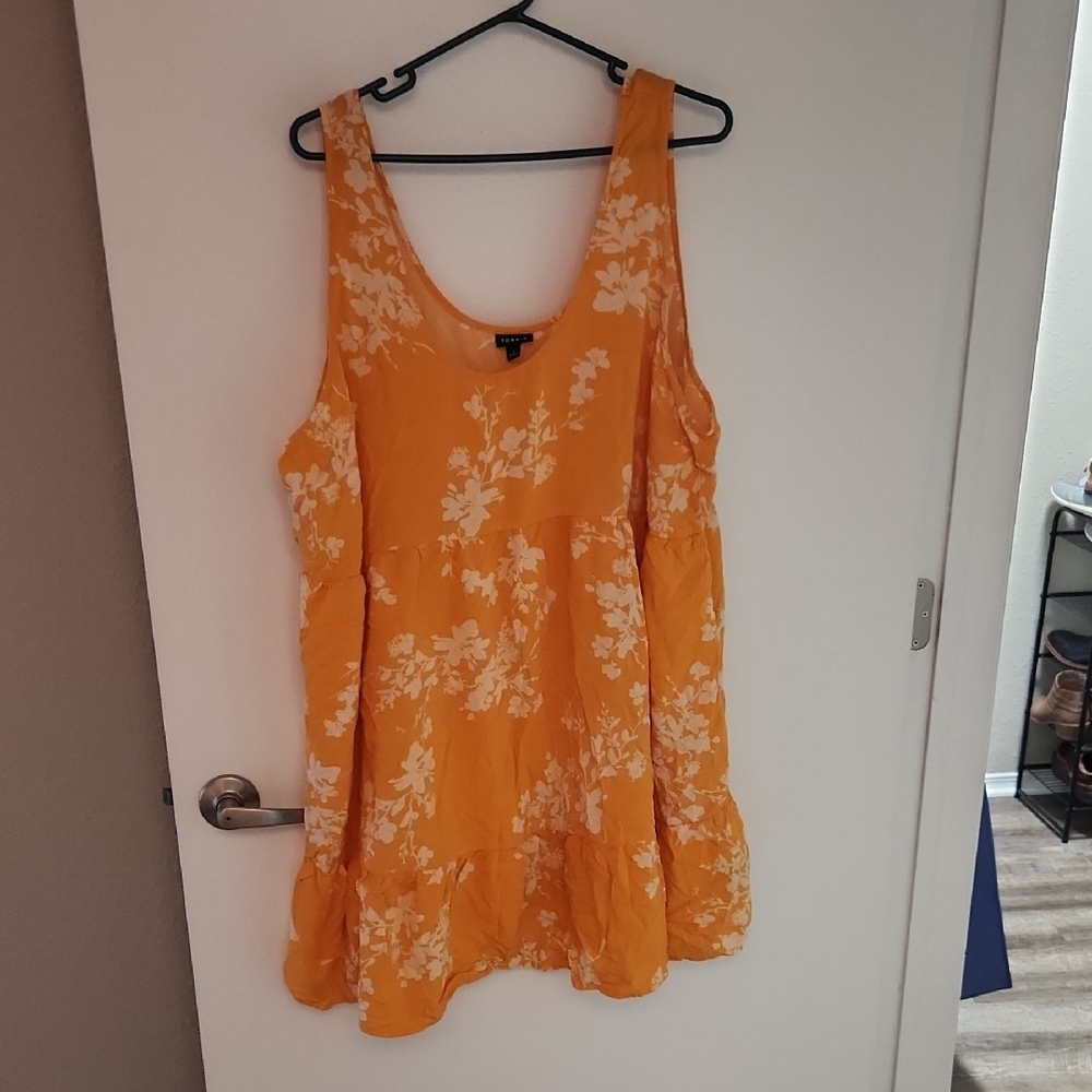 Floral Orange Sleeveless Dress